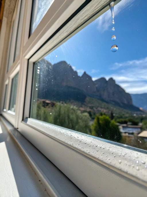 Clean window looking out toward the mountains